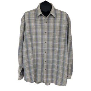 Vintage Madison Trader Tartan Plaid Button Up Shirt Size L Washed Cottons Preppy
